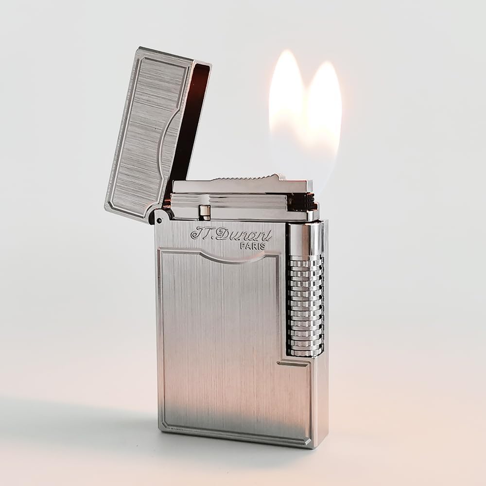 Classic Brushed Silver Lighter, Double Soft Flame, Clear Ding Sound, Collection Gift for Men Dad Boyfriend Husband Friend